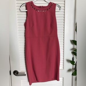 Loft dusty rose colored sheath dress with neckline detailing. Size 6